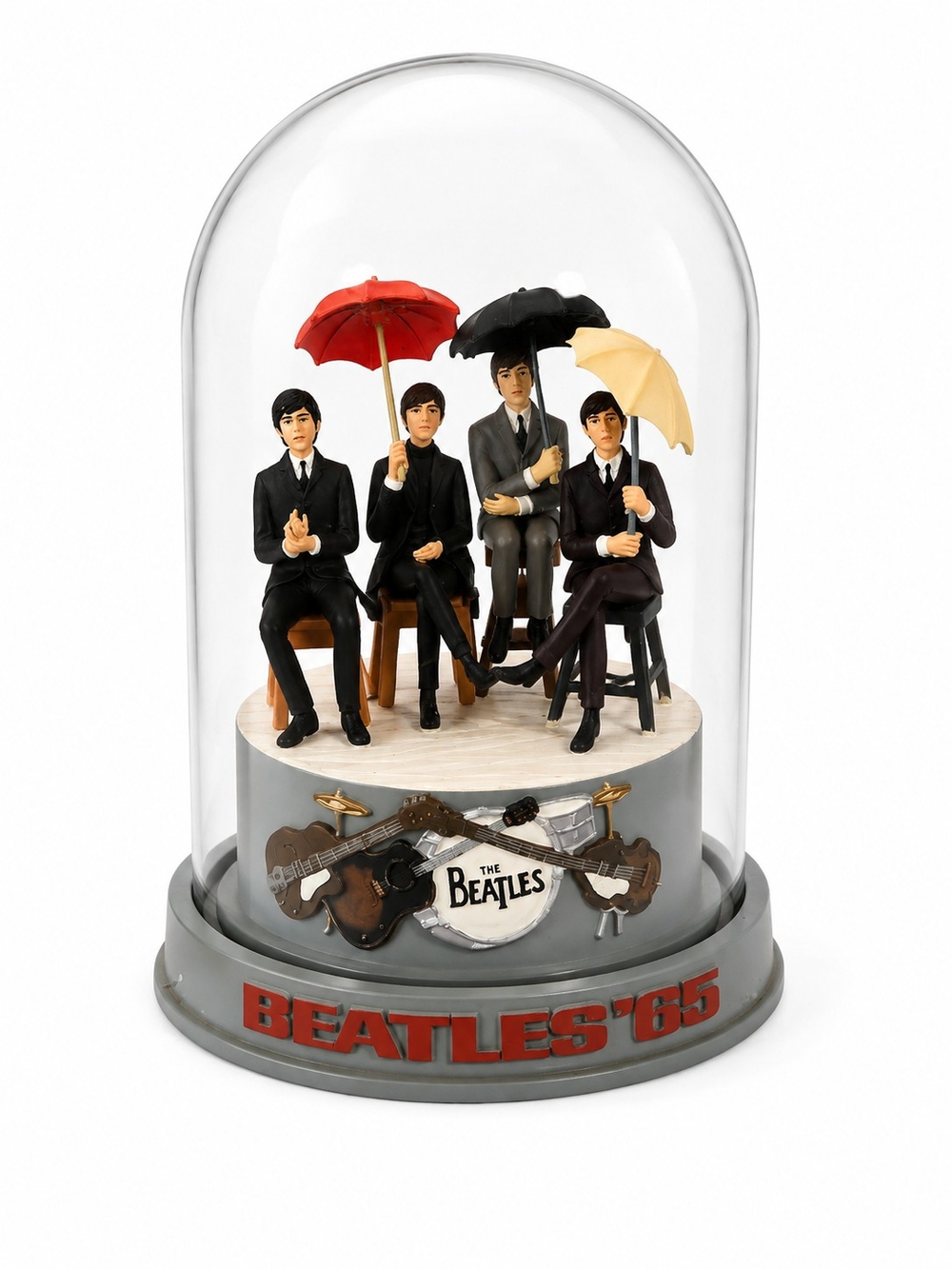 The Beatles Dome Figurine with Red, Black and Cream Umbrellas. Limited, Numbered